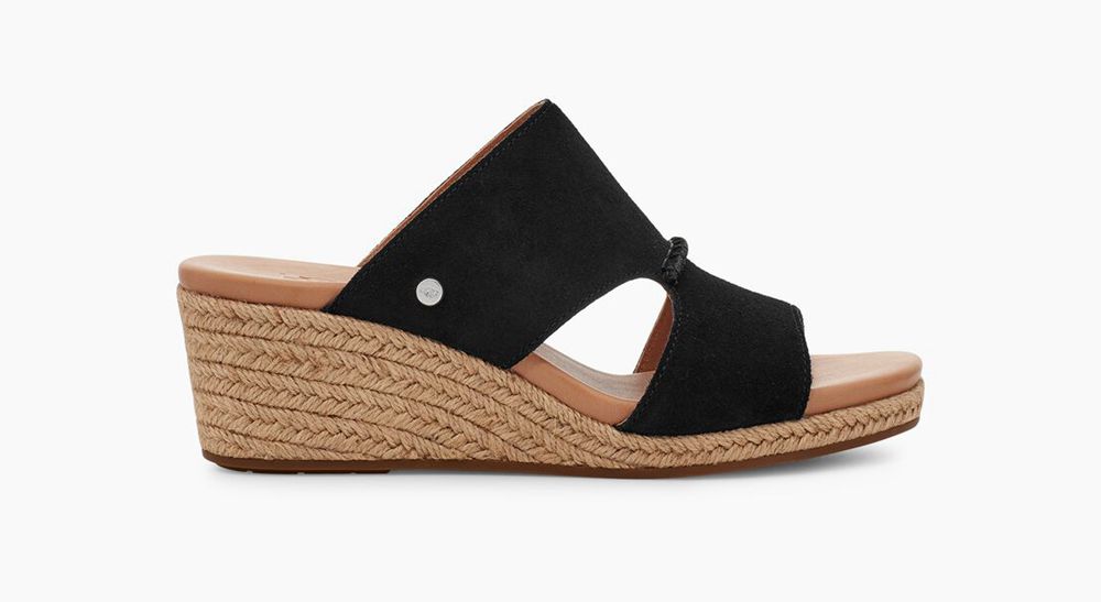 Ugg Sandal Womens - Ugg Eirene Black - 869WSMHNR